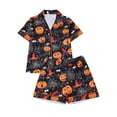 thumbnail image 5 of SOFTCCLO Girls Outfits Halloween Cartoon Print Short Sleeve Shirt Shorts Loose Casual Loungewear 2 Piece Sets Size 8-9Y, 5 of 7