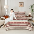 thumbnail image 4 of Manfei Boho bohemian Full Size Comforter Sets,Retro Aztec Geometric Bedding Comforter Set,Brown Beige Bedding Sets For Men Women,Luxury Bedroom Decor Reversible,3pcs, 4 of 8