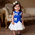 thumbnail image 4 of Girls O-neck Sleeveless Bow Vest Top with White Pleated Skirt 2 Piece Formal Dress Set Outfit Set, 4 of 5