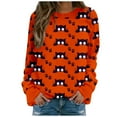thumbnail image 1 of Mode Halloween Décontractée Col Rond Imprimés Manches Longues Chemises Blouses Tops, 1 of 5