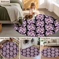 thumbnail image 5 of Round Rugs 3.3Ft, Purple Floral Round Area Rug Washable Indoor Throw Carpet, Abstract Watercolor Flower Leaf Plant Soft Non Slip Circle Rug for Laundry Room Patio Home Decor Aesthetic, 5 of 8