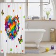 thumbnail image 3 of Manfei Rainbow Love Heart Shower Curtain 72Wx72L, Butterfly Groovy Flower Bathroom Curtain, White Blue, 3 of 5