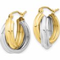 thumbnail image 3 of 10K Two-Tone Polished Double Hoop Earrings (20.81 X 16.92) Made In Indonesia 10er286, 3 of 6
