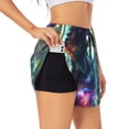 thumbnail image 1 of Balery Cosmic Cat In Window Pantalones cortos deportivos para mujer con forro y dos bolsillos, elásticos, para entrenamiento, gimnasio, yoga-X-Large, 1 of 7