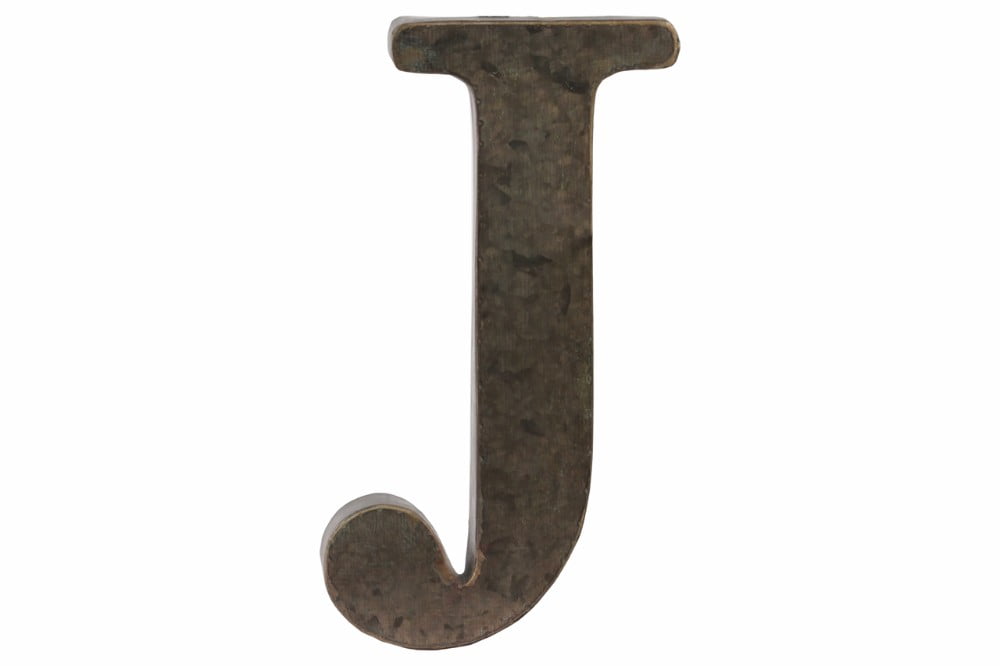 Metal Alphabet Wall Decor Letter "J" Tarnished Finish Bronze Walmart