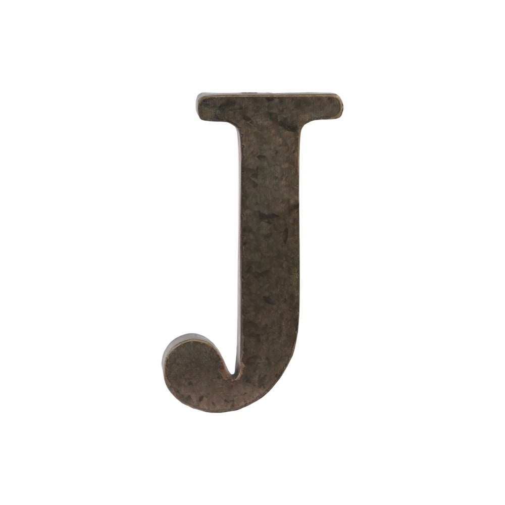 Metal Alphabet Wall Decor Letter "J" Tarnished Finish Bronze Walmart