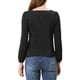 thumbnail image 3 of INSPIRAR CHIC Blusa de Manga Larga Sólida con Cuello Cuadrado para Mujeres, Casual para el Trabajo y el Fin de Semana, Talla XS, Negra, 3 of 6