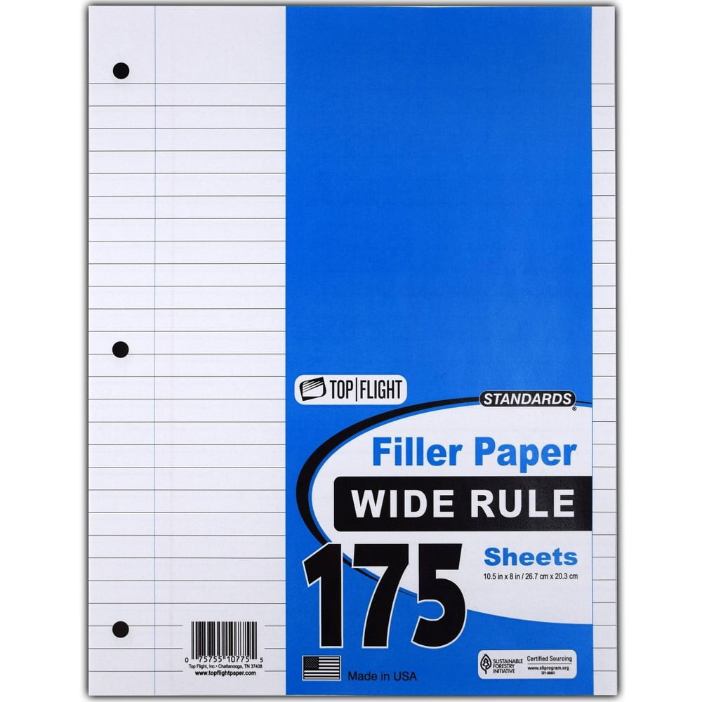 175 Sheet Wide Ruled Filler Paper White