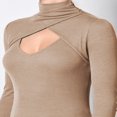 thumbnail image 4 of Women‘s Spring Long Sleeve High Neck Hollow Ribbed T-shirt Tops, 4 of 6