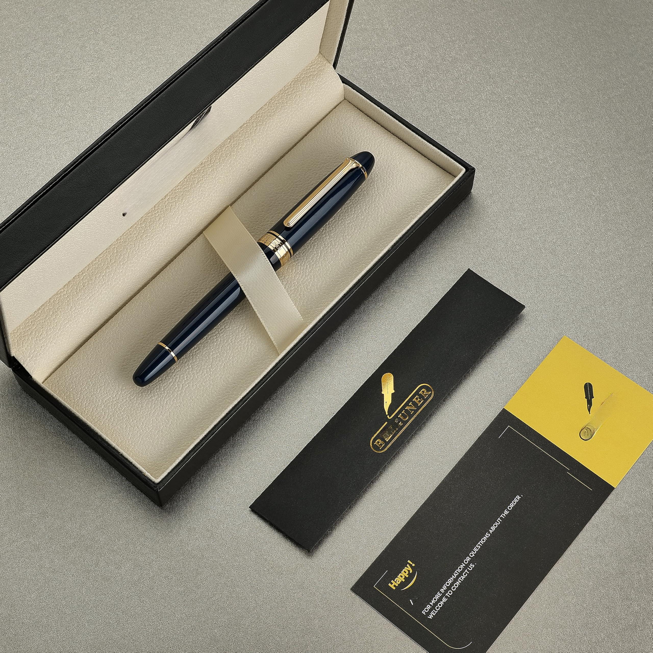 319 Piano Blue Lacquer Rollerball - Stunning Luxury Pen With  Heavy Black Ink Refill Gift Set For Men & Women Professional Executive Office Fancy Classic Pens
