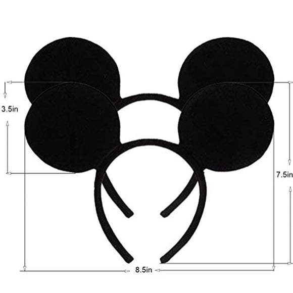 FANYITY - Diademas de orejas de ratón para niñas, mujeres, niños, fiesta, 2 piezas (negro) Fanyity FANYITY