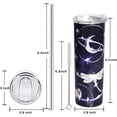 thumbnail image 2 of 20 Oz Dragonfly Print Skinny Insulated Stainless Steel Tumblers With Straw & Lid Metal Double Wall Vacuum Travel Coffee Mug Dragonfly Gifts For Women, 2 of 6