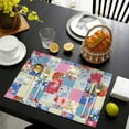 thumbnail image 3 of Patchwork Pioneer Flower Summer Placemats Table Placemats Set Of 6-Linen Kitchen Washable Placemats Table Mats 11.8"x17.7" Non-Slip Heat Resistant, 3 of 5
