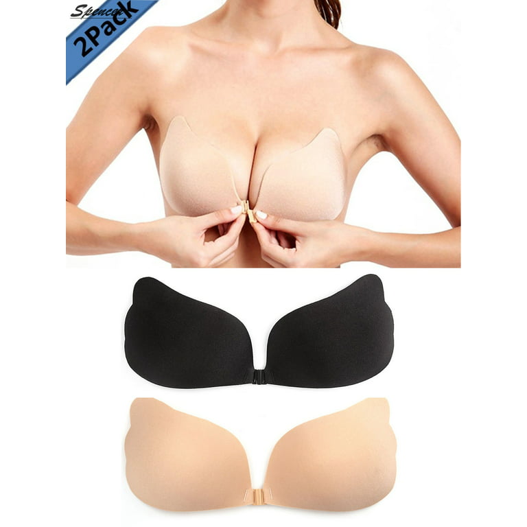 Spencer 2Pcs Women's Strapless Push Up Invisible Sticky Bra Silicone  Reusable Self Adhesive Backless Bra for Dress Halter B Cup