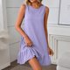 thumbnail image 1 of TaTaai Women's Lightweight Slip Mini Dress Solid Color Round Neck Sleeveless Casual Polyester Summer Dress Gift, 1 of 7