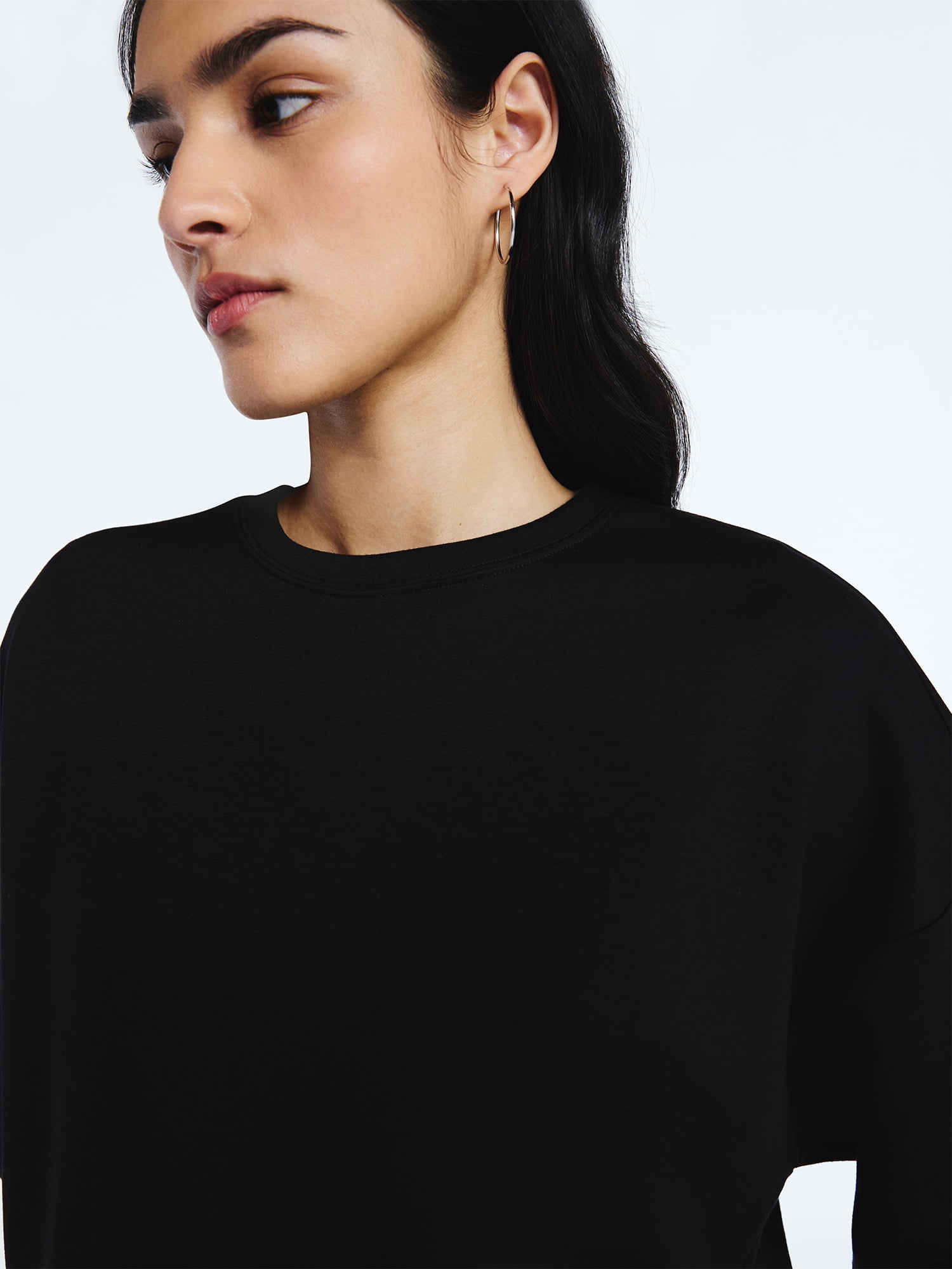 Scoop Women's and Women's Plus Scubaknit Cropped Sweatshirt with Drop Sleeves, Sizes XS-4X