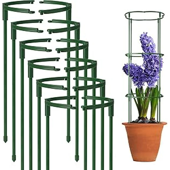 6 Pcs Plant Support Stakes, Half Round Plant Support for Indoor Plants, Stackable Garden Flower Support, Plant Stakes for Tomato, Monstera, Peony, Hydrangea Climbing Plants (6.2 "Wide X 11.6" High)