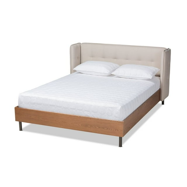 Baxton Studio Catarina Full Size Beige Wood Platform Bed
