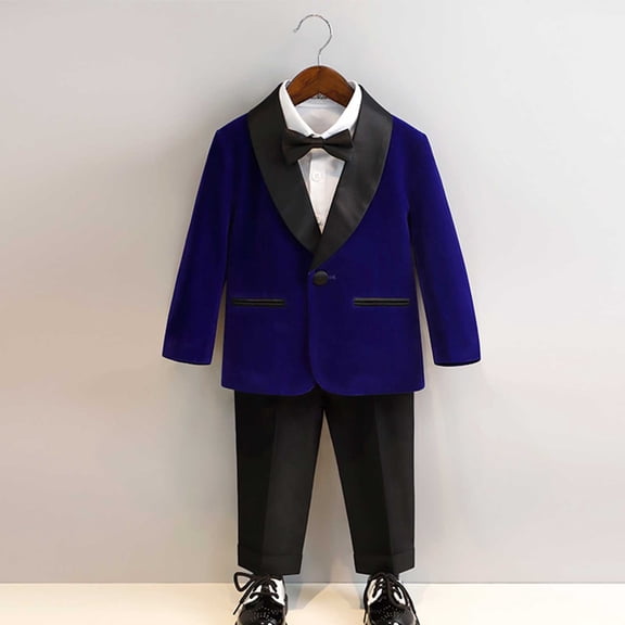 Byoo Formal Big Boys Suit Set Bow Tie Solid Color Button Down Blazer Jacket Dress Pants Outfits Soft Weeding Clothes Set