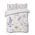 thumbnail image 2 of Purple Yellow Flowers Twin Size Down Alternative Comforter, Lightweight Comforter Quilt Bedding Set with Pillow Shams Spring Pastoral Botanical Floral All Seasons Bed Comforter Duvet Insert 68"x86", 2 of 7