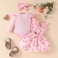 thumbnail image 2 of CAUYDY Little Baby Girl Clothing Newborn Ruffle Sleeve Romper Cute Sets 0 3 6 9 12 18 Months Toddler Photography Outfits Kids Suit Shower Christmas Gift Pink Sizes 3-6 Months, 2 of 5