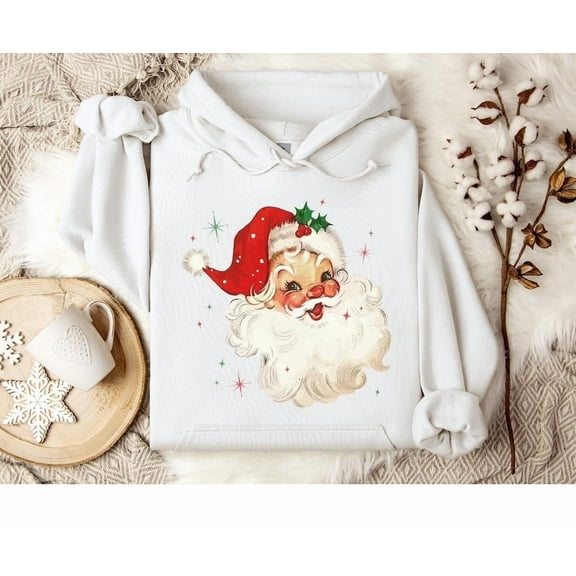 Red Santa Christmas Hoodie Christmas Matching Family Sweaters Holiday Party Cute Christmas Hoodie Holiday Christmas Hooded Sweater white