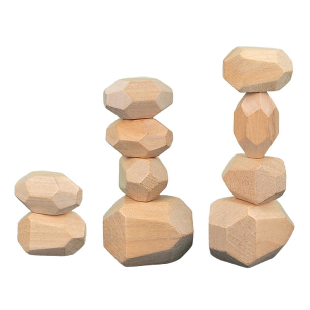 Apilador de , Piedras Apilables de para , Juguetes Educativos Montessori, Bloques de Construcción para Bebés , 10 piezas de madera SM SunniMix piedras apilables
