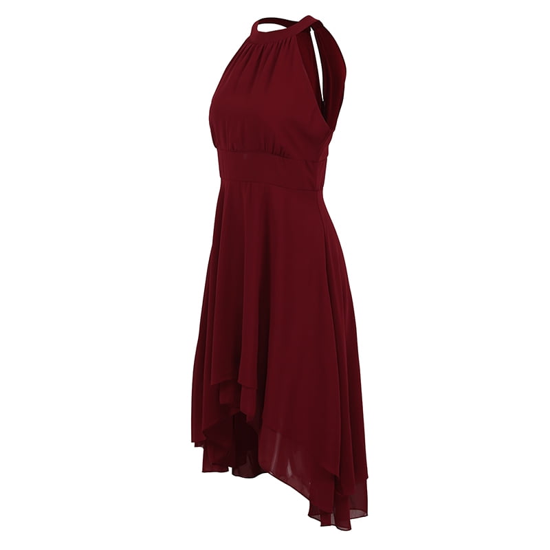 cutout back black layered sleeveless chiffon dress