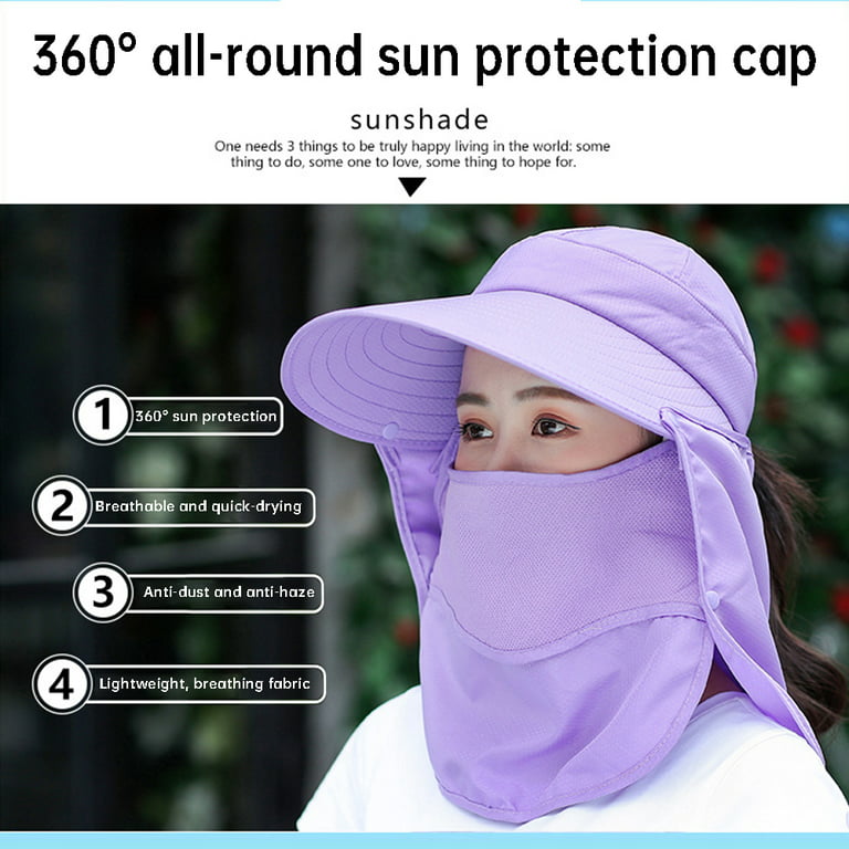 Titoumi Ponytail Sun Hat for Women, 360 Degree UV Protection Mesh Wide Brim Buckle Hat, Foldable Beach Fishing Hat with Face Neck Flap, 4 Way Wearing