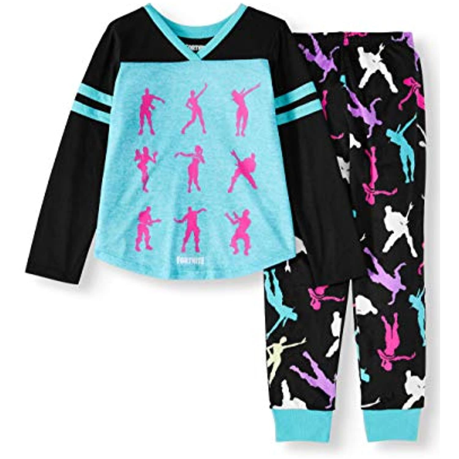 Epic Games Fortnite Pajamas 2 Piece Long Sleeve Dance Emote PJ Set for Girls X Large 14 16 Black Walmart