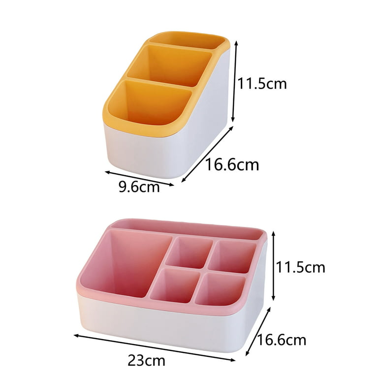 Vearear 3/6 Grid Desktop Storage Box Space-Saving Compartmented Plastic School Student Stationery Storage Box Desk Organizer for Daily Life, Size