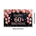 thumbnail image 3 of Yatrandify Decorative Design Happy Birthday Banner Pink Balloons 60th Cake Birthday Party Backdrop for Milestone Celebration Indoor Decoration Event Party, 3 of 8