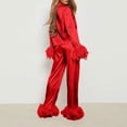thumbnail image 3 of Womens 2 Piece Long Sleeve Lapel Shirt Pants Pajamas Sets Sisters Sleep, 3 of 8
