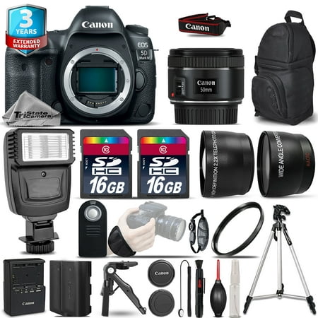 Canon EOS 5D Mark IV Camera + 50mm - 3 Lens Kit + Flash + EXT BAT + 2yr (Best Cage For 5d Mark Iii)