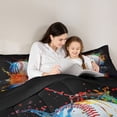 thumbnail image 4 of Homewish Boys Baseball Lover Bedding Comforter Set 7pcs, Splash Splatter Artwork King Bedding Sets, Modern Ball Sport Reversible Bed Sheets, Ultra Soft Bedroom Decor, 4 of 7