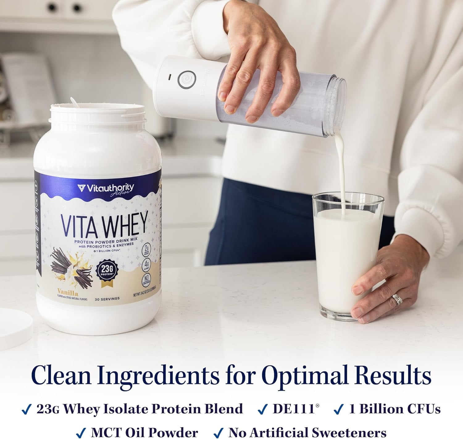 Vitauthority Vita Whey Protein Powder for Women with Probiotics and Enzymes, Salted Caramel, 35.2 oz, 30 Servings