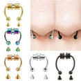 thumbnail image 2 of Necvior 5 Pcs Fake Septum Piercing Magnetic Horseshoe Nose Ring Non Piercing Clip Stainless Steel Reusable Nose Hoop Jewelry Gifts, 2 of 10
