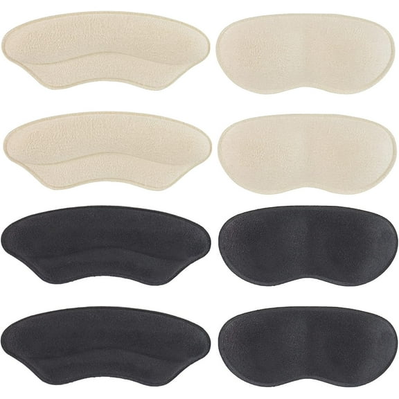 Heel Grips Inserts for Women and Men, Heel Pads for Loose Shoes, Heel Protector Cushions Improve Shoe Fit and Prevent Heel Slipping, Rubbing and Blisters - 4pairs(Apricot Black)