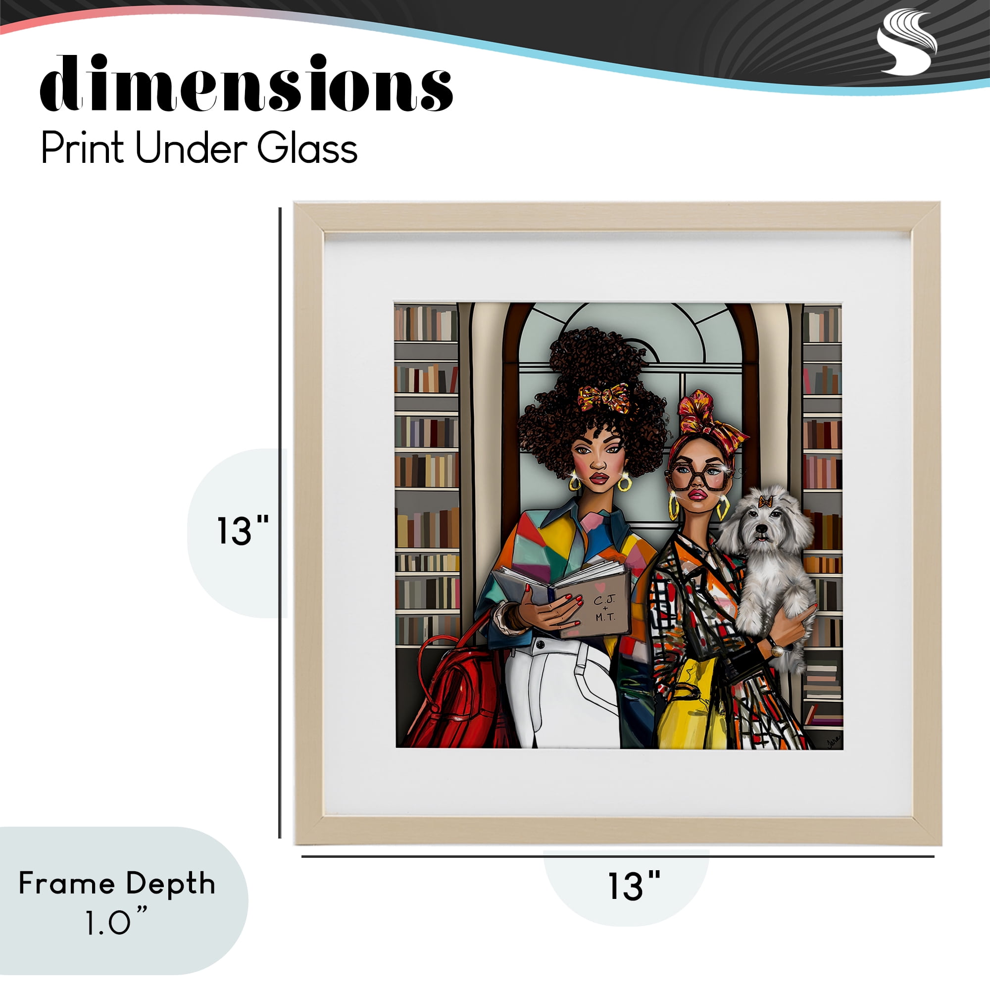Stupell Industries Bookish Girls at Library Birch Framed Print Under Glass, design by Tara Boone