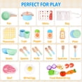 thumbnail image 4 of Wooden Play Food Kids Cooking Sets, Play Kitchen Accessories Pretend Play Toys for Toddlers, Kids Kitchen Playset Including Play Dishes, Pot and Pan, Utensils, Gift for Girls Boys 3 4 5 Years Old, 4 of 8