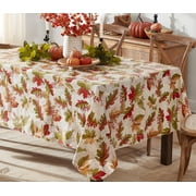 Newbridge Thanksgiving Fall Acorn and Leaf Print 52 x 52 inch Square Vinyl Tablecloth with Flannel Backing