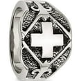 thumbnail image 5 of Stainless Steel Antiqued Polished And Textured Cross Ring (Size 11) Made In China sr235-11, 5 of 5
