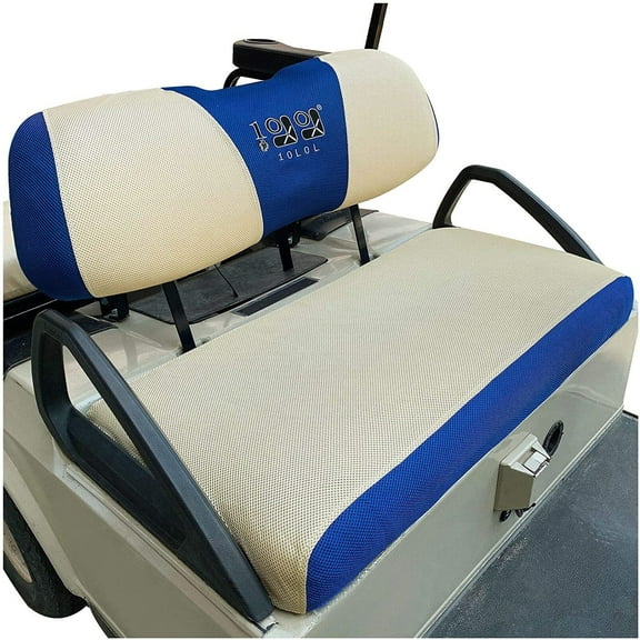 10L0L Golf Cart Seat Covers Set Fit Club Car DS Precedent Yamaha, Breathable Polyester 2-Person Seat Cover Blue - L