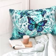 thumbnail image 4 of Honeii Blue Floral with Butterflies Print Pillow Cases,Plush Throw Pillow Covers,Decorative Pillowcase for Sofa, Couch, Living Room-16"x24", 4 of 6