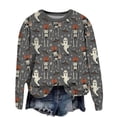 thumbnail image 2 of YVNAURA Women's Spooky Season Oversized Graphic Crewneck Sweatshirt Long Sleeve Loose Fit Pullover Halloween Pumpkin Ghost Bat Print Casual Fall Top 1 Pack, Grey,L, 2 of 6