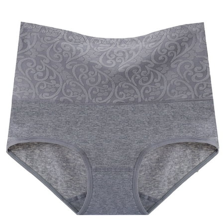 Scyoekwg Women s Cotton Underwear High Waisted Underwear Hip Lifting Solid Color Stretchy Comfort Ladies Underpants Hipster Panties Underpants(Gray XXXL)
