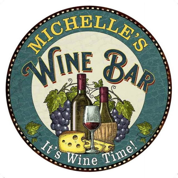 MICHELLE'S Wine Bar 14" Round Metal Sign Wall Decor 100140043443
