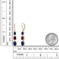 thumbnail image 6 of Gem Stone King 18K Rose Gold Plated Silver Blue Created Sapphire 3 Stone Dangle Earrings for Women (6.20 Cttw, Gemstone September Birthstone, Oval 8X6MM, 7X5MM and 6X4MM), 6 of 6