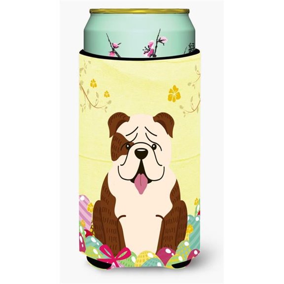 Easter Eggs English Bulldog Brindle White Tall Boy Beverage Insulator Hugger