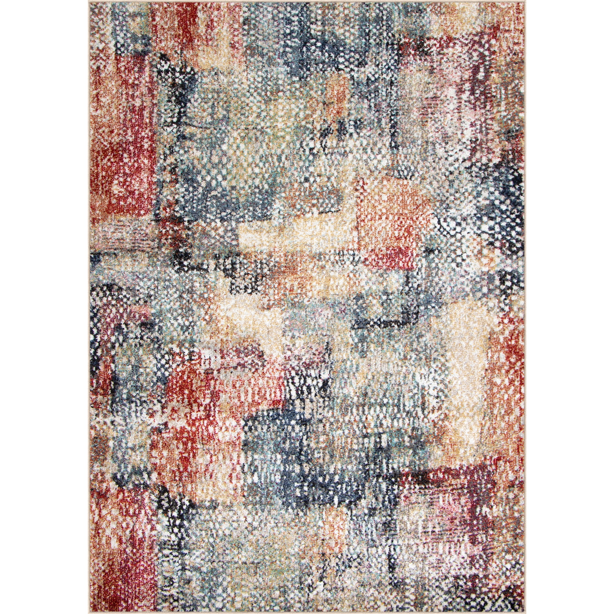 Mainstays Modern Morgana Multi-Color 5 ft x 7 ft Olefin Area Rug with Frieze Accents